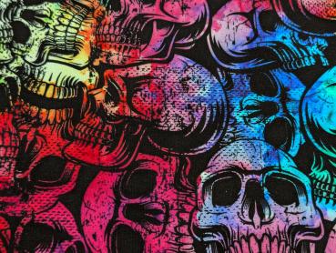 French Terry Bunte Totenkopfe